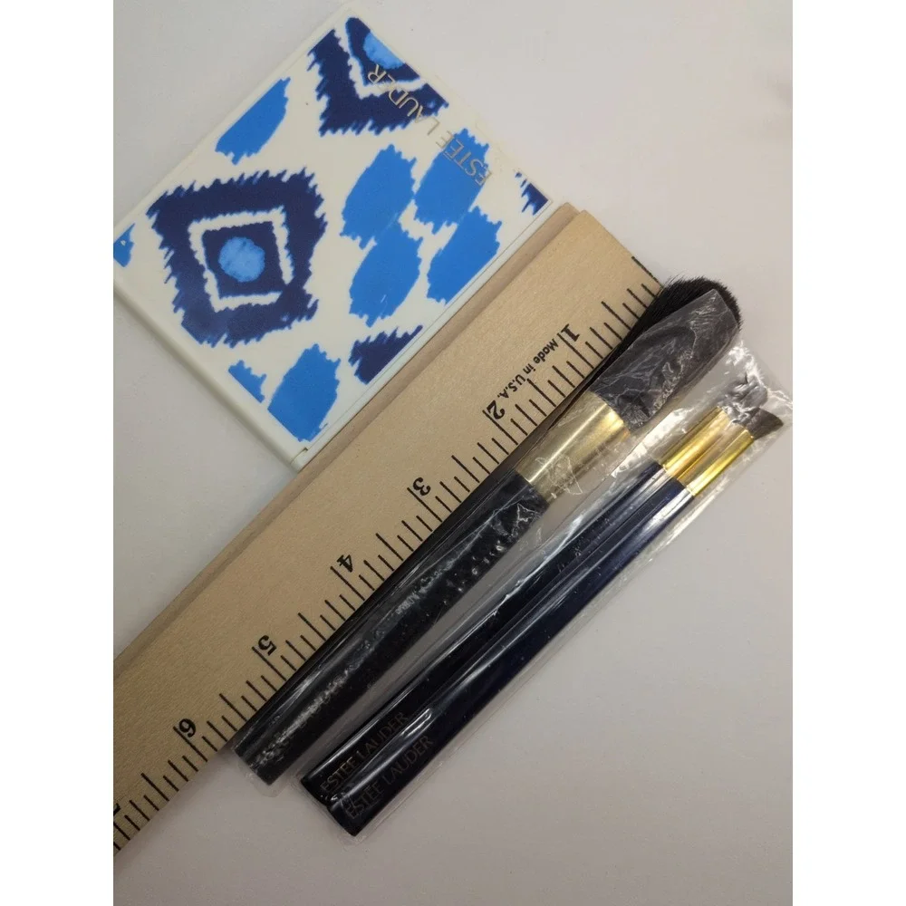 NEW BLUE LOT 4!💋Estee Lauder MakeUp Brush Set Blush EyeShadow Purse Mirror